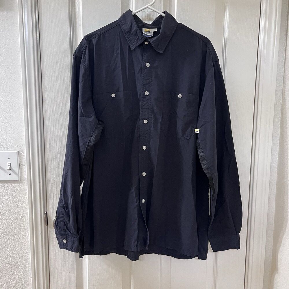 Solumbra Black Safari Shirt Long Sleeve Sun Protection Vented Men's Size Large